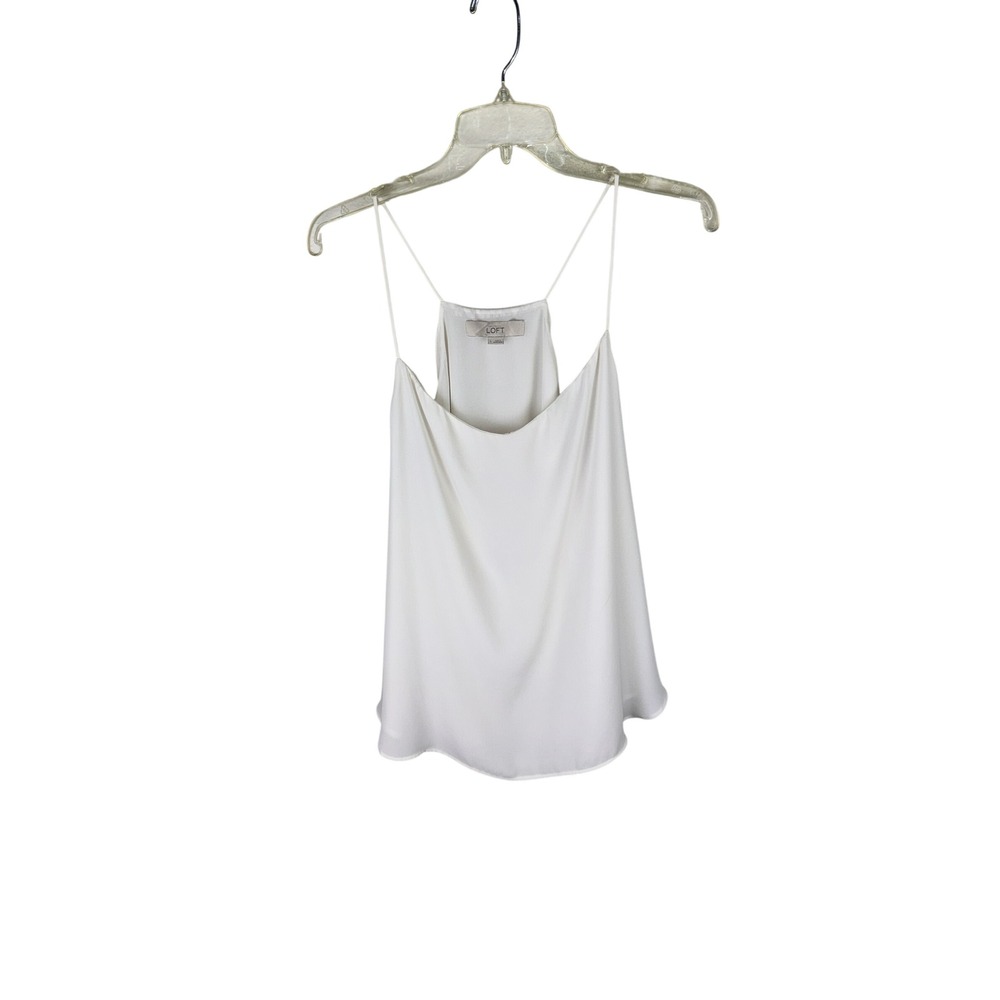 Ann Taylor LOFT Womens White Spaghetti Strap Flowy Camisole Top Large